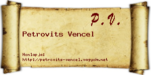 Petrovits Vencel névjegykártya